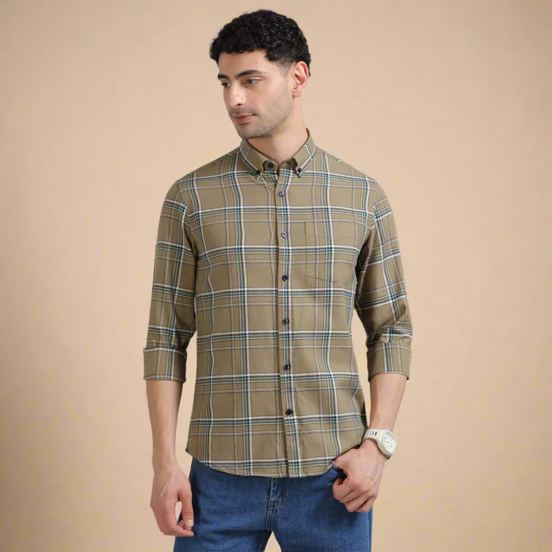 Swiss Finish Giza Cotton Shirt In Green